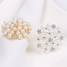 Wholesale Diamond Pearl Napkin Ring Wedding Hotel Napkin Button Holder thumbnail-1