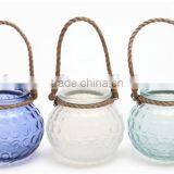 Colored Glass Jars for Hanging Candle Holder