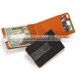 2 tones classic leather money clip wallet