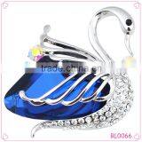 Silver Plated Wedding Invitation Blue Body of the Swan Crystal Rhinestone Brooch Wholesale thumbnail-1