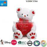 Plush Valentine Bear Toy/Plush Bear For Valentine's Day/White Teddy Bear With Heart thumbnail-1