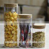 Cafe Kitchen High Borosilicate Glass Keep Fresh Sealed Bottle Jar Canister With Wood Lid thumbnail-2