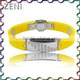 Fashion silicone 316L stainless steel energy bracelet for men