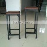 Antique Leather Bar Stool With Metal Stands