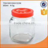 High Quality Glass Storage Jar With Red Lid