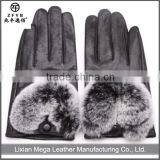 2016 New Style Woman Hand Sewing Gloves Fur Leather Gloves thumbnail-1