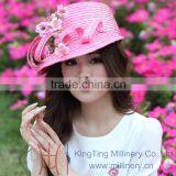 Summer / Spring Beautiful Pink Straw Hats For Young Lady thumbnail-1