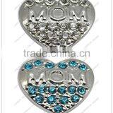 CJ2705 Snap Fasteners for Leather, Decorative Snap Fasteners, Heart Shape Buttons With Rhinestone