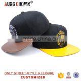 Wholesale Leather Brim Custom Flat Bill Hats Caps thumbnail-1