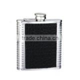 Hip flask for duplex steel series and leather wrapped flask and color printed flask