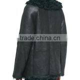 Sheep Leather/Shearling Fur Duffle Jacket, Hunter thumbnail-2