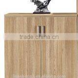 Walnt Veneer MDF Melamine Panel Low Height Office Tea Cabinet Two Glass Door Cabinet Furniture thumbnail-4
