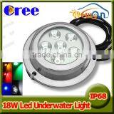 100% Waterproof 18w Red/yellow/green/blue/white IP68 Led Underwater Boat Light