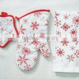Printed Cotton Kitchen Towel Set Pot Holder Oven Mitten China Supplier Christmas Kitchen Set thumbnail-3