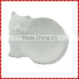 White Little Cat Shaped Ceramic Tea Bag Holder thumbnail-1