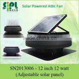 12 Watt Solar Panel Powered 12 Inch Attic Air Extractor Ventilation Fan in Round Shape thumbnail-1