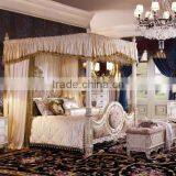Wooden Hand Carved European Royal Villa Canopy Bed/Bedroom Set(MOQ=1 SET) thumbnail-1