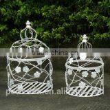 Morning Glory Blossoms Decorative Metal Antique White Round Bird Cage thumbnail-1