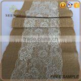 Burlap Lace Long Table Runners for Wedding Deco thumbnail-6