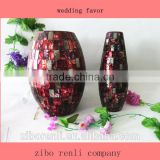 Ruby Red Mosaic Large Glass Art Unique Popular Vase Chinese Wedding Favor