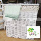 White Rectangular Wicker Laundry Basket Hotel Washing Clothes Basket thumbnail-1