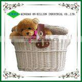 Hot sell new white empty bike basket wicker with lid