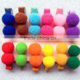 New Products Colorful no Slip New Design Fabric Barrette Wool Felt Clip Hair With Two Pompon for Kids Gifts Hair Accessories thumbnail-3