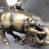 Chinese Style Sculpture Garden Bronze Statue Bull With Children Playing thumbnail-1