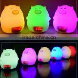 Most Popular Silicone Pig Shape Silicone Animal Led Alarm Clock Night Light For Kids thumbnail-5
