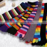 High Quality Long Section Colorful Strip Five Fingers Socks Long Stocking Toes Socks thumbnail-2