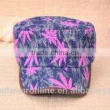 Colorful Maple Leaf Printed Denim Military Caps and Hats thumbnail-2