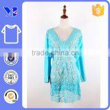 Hollow-carved Front Deep Neck Sexy Design Famous Lady Wear Cotton Lace Dress thumbnail-1