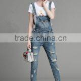 Autumn New Style High Quality Washed Damaged Bib Pants Customized thumbnail-2