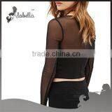 Plain Crop Top Wholesale Custom Crop Top With Mesh Fabric thumbnail-3
