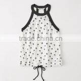 MGOO Black Binding String Tie Up T Shirt Sleeveless Custom Design Sexy Tops For Women thumbnail-4