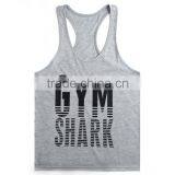 Customized OEM Brand Logo GYM Shark Sleeveless Fitness Sportwear GYM Vest Cotton Stringer Bodybuilding Men GYM Shark Tank Top thumbnail-5