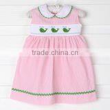 2017 Spring New Arrive Little Girls Easter Clothes Smocked Whale Collared Jummper Pink Gingham Dress thumbnail-2