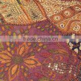 Chocolate Ethnic Floor Cushion India Euro Handmade Embellished Sari Pillow Case thumbnail-5