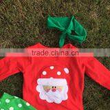 Fashion Christmas Grils Otufits Baby Kids Wear Santa Red Top Kids Green White Dot Pants With Mtaching Headband Set thumbnail-2