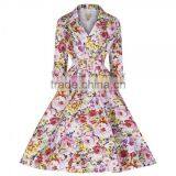 Walson C89081A Wholesal Walsonrockabilly Supplier Cotton Long Sleeve Printed 50s Vintage Rockabilly Dress Winter Vintage Swing d thumbnail-4