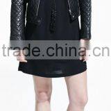 Stylish Black Quilted PU Leather Jacket for Women thumbnail-1