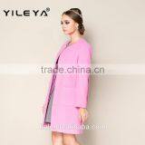 2015 Latest Fashionable o Neck Apricot Plain Style Brand Name Women Winter Coat thumbnail-6