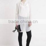 Basic Long Section White t Shirt Long Sleeve Fashion Casual Tunic thumbnail-4
