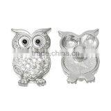 Zinc Based Alloy & Polymer Clay Buttons Fit Snap Button Bracelets Halloween Owl Silver Tone White Clear Rhinestone thumbnail-1