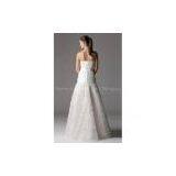 A-line Sweetheart Floor-length Organza Ruffled Wedding Dress thumbnail-1