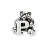 925 Sterling Silver Bead Charm Bear With Alphabet  For Bracelet Necklace