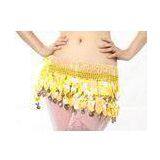 Yellow Paillette Belly Dancing Hip Scarves , Professional Belly Dance Costumes Suit thumbnail-1