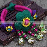 Women National Fabric Flower Bells Bracelet Handmade Cotton thumbnail-3