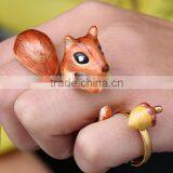 3Pcs Super Cute Animal Ring Adjustable Finger Wrap Stack Rings Cute Squirrel Open Joint Knuckle Nail Ring Set thumbnail-3