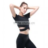 Sexy Belly Button Cutout Yoga Running Gym Fashion Crisscross T Shirt